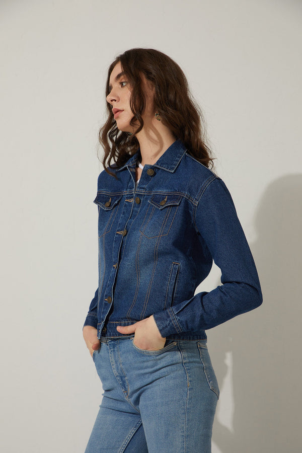 Cassie Acid Wash Tone Denim Jacket - Myra USA