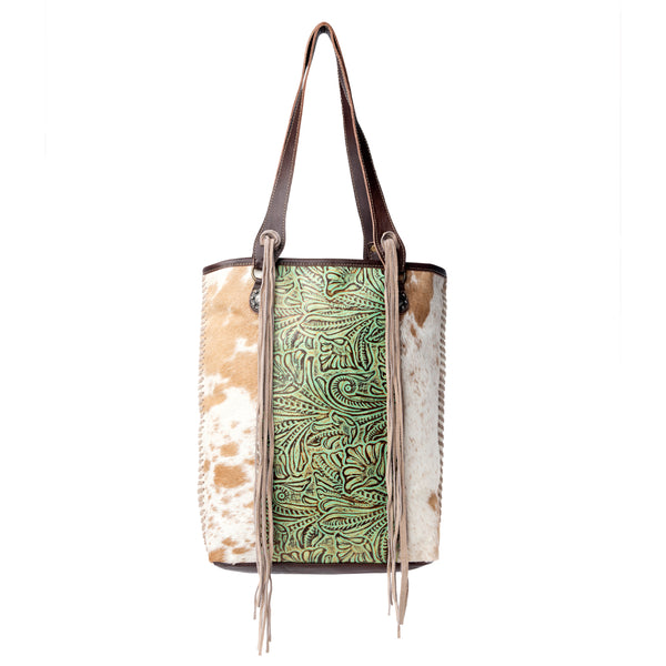 Cheyenne Plains Tooled Leather & Hairon Bag - Myra USA