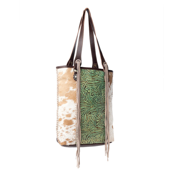 Cheyenne Plains Tooled Leather & Hairon Bag - Myra USA