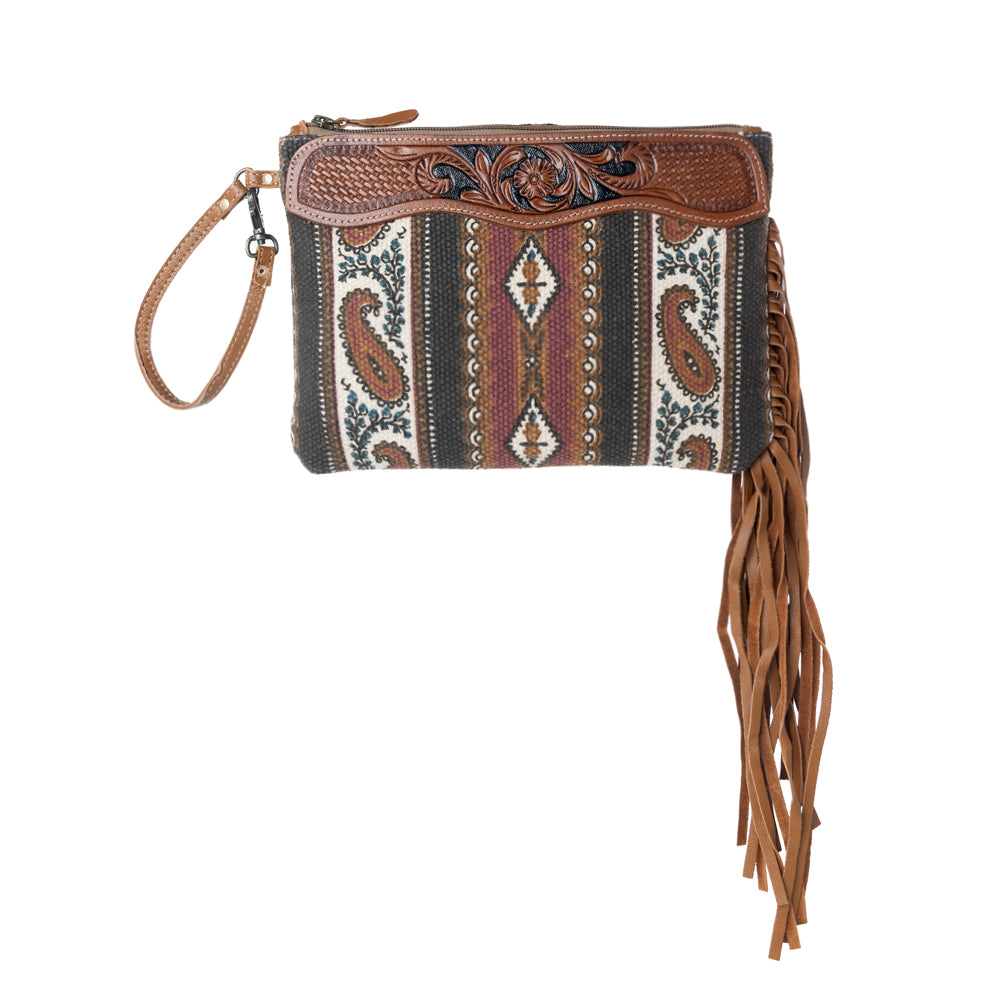 Mojave Paisley Fringed Hand-Tooled Bag - Myra USA