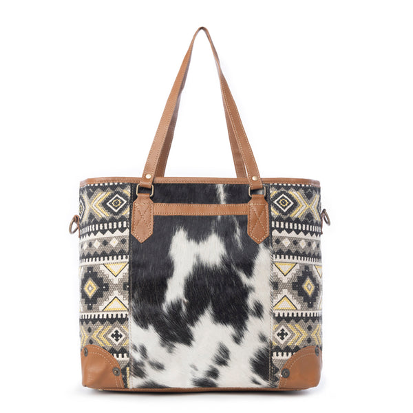 Bison Ridge Hair-On Hide Tote Bag - Myra USA
