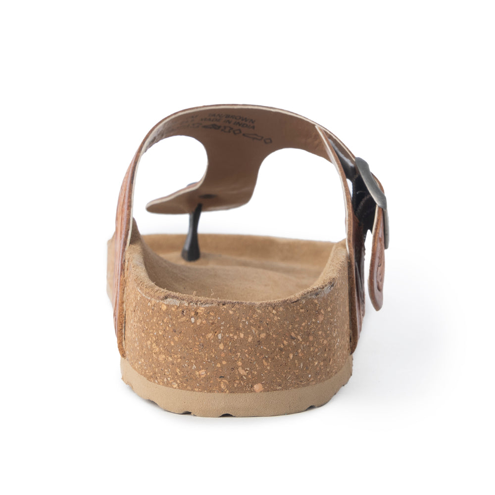 Myra Crockler Handtooled Leather Sandals for Women â€“ Adjustable Western Straps with Comfortable Cork Sole and Engraved Floral Pattern - Myra USA