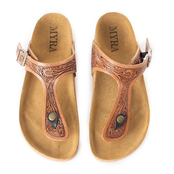 Grashius Western Hand-Tooled Sandals - MyraUSA