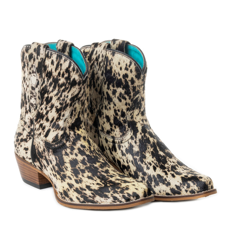 Cow Bow Western Hairon Leather Booties