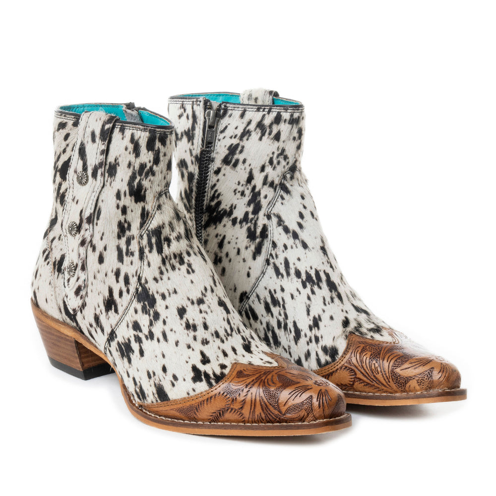 Rocker Western Hand-Tooled Booties - MyraUSA