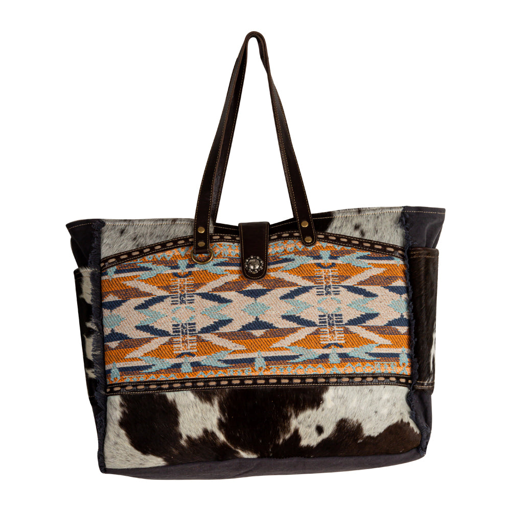 Myra Bags Zappy Canvas, leather & store Rug Weekender Bag S-1973