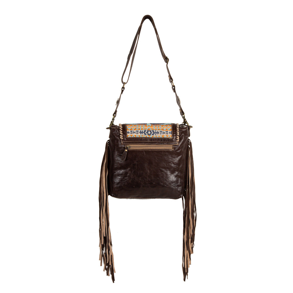 Sun Serape Fringed Leather Hairon Bag - Myra USA