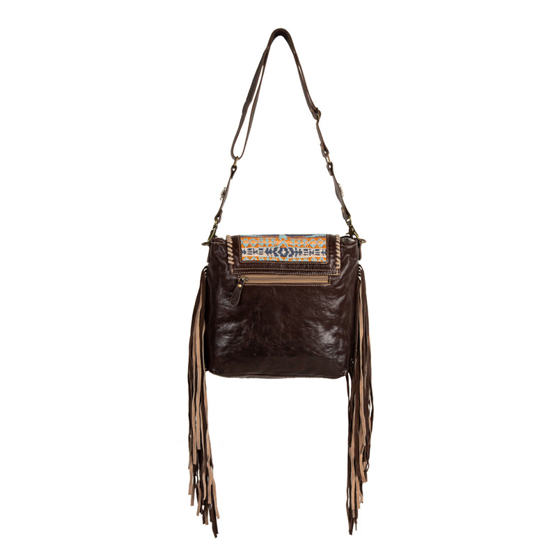 Sun Serape Fringed Leather Hairon Bag