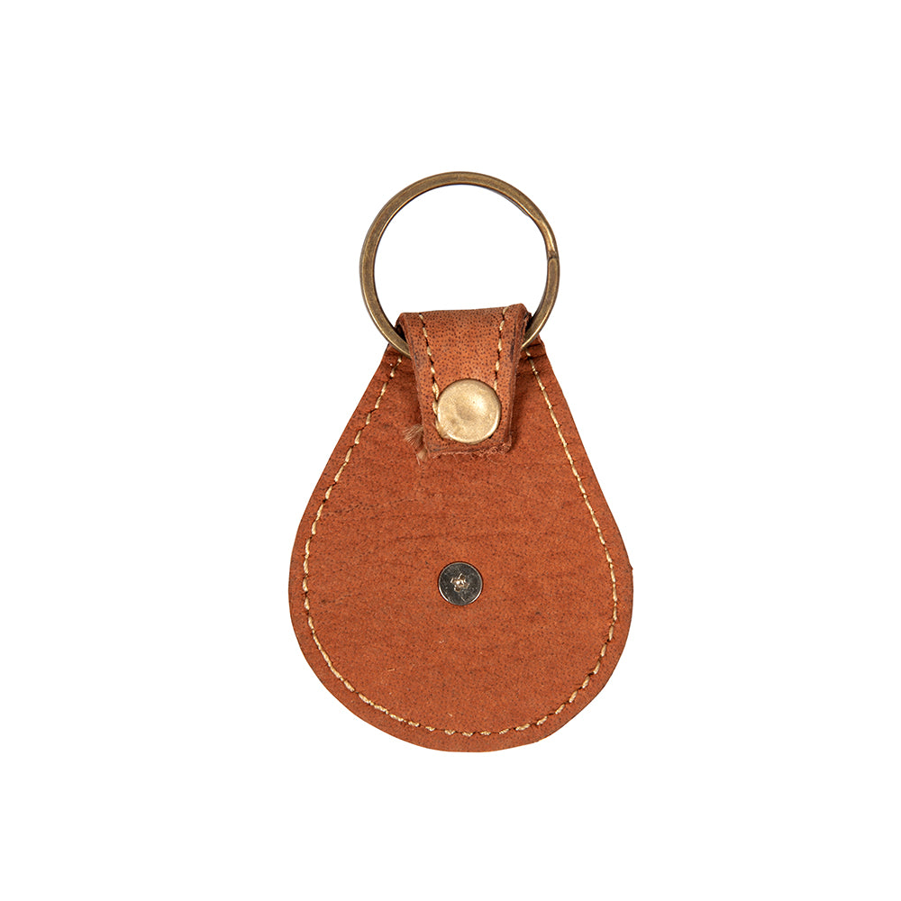 Concho Caramel Leather Key Fob - Myra USA