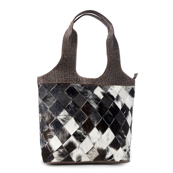 Pecos Wind Weave Pattern Leather & Hairon Bag - Myra USA