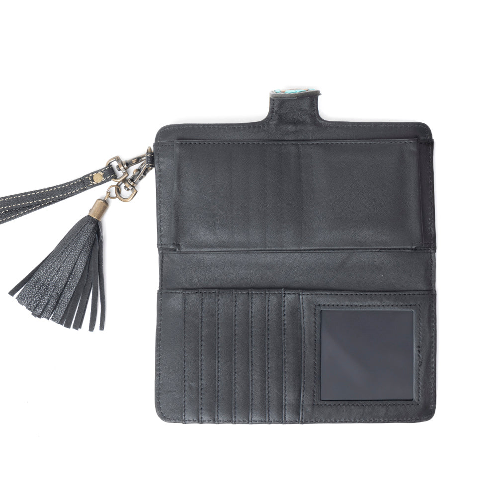 Western Swing Hand-Tooled Wristlet Wallet