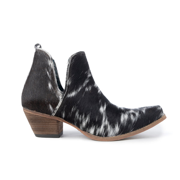 Sunset Bloom Split-Top Hair-On Hide Boots In Black & White - Myra USA
