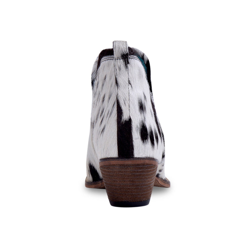 Sunset Bloom Split-Top Hair-On Hide Boots In Black & White