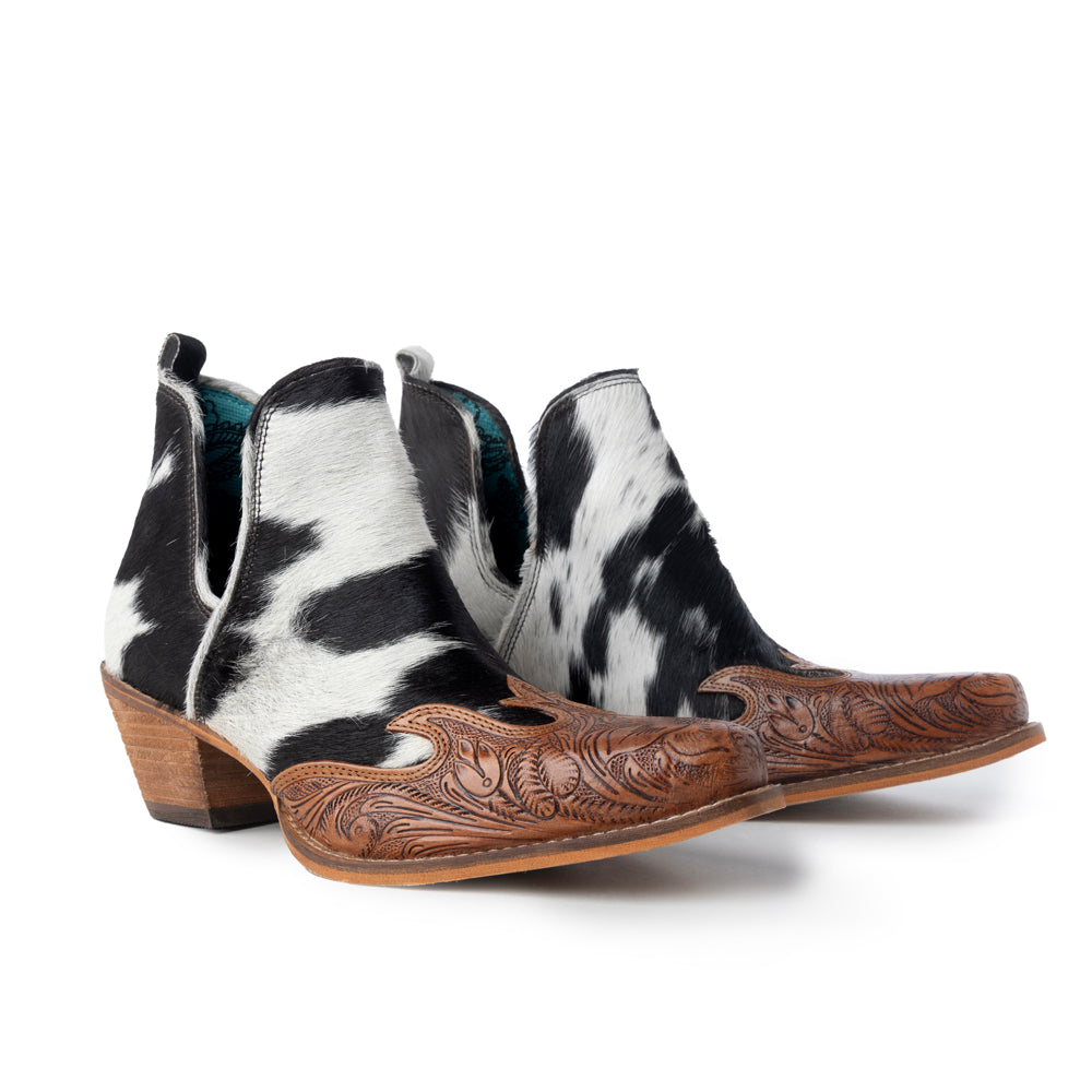 Frisco Blossom Hair-on Hide & Hand-tooled Boots - Myra USA