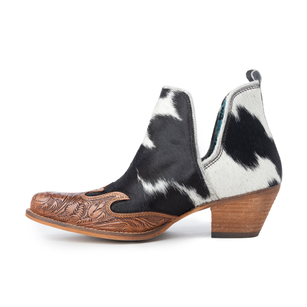 Frisco Blossom Hair-on Hide & Hand-tooled Boots - Myra USA