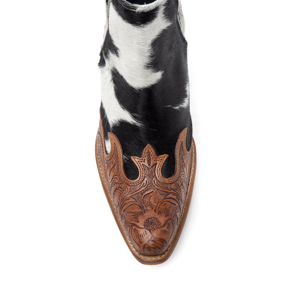 Frisco Blossom Hair-on Hide & Hand-tooled Boots - Myra USA