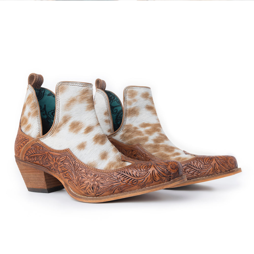 Frisco Hacienda Hair-on Hide & Hand-tooled Boots - Myra USA