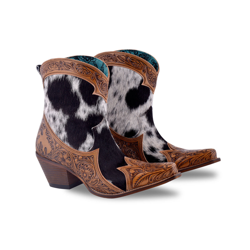 Sandy Mae Hair-on Hide & Hand-tooled Leather Boots