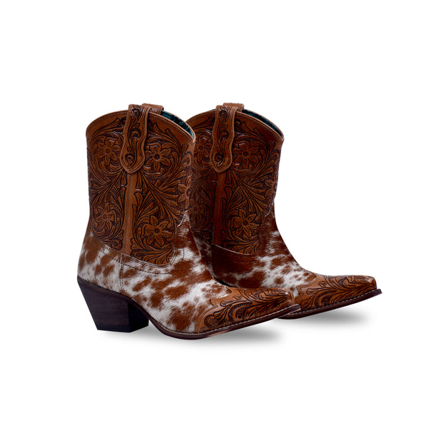 Kelsey Anne Hair-on Hide & Hand-tooled Leather Boots