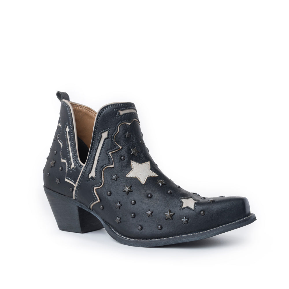 Myra Lone Star Sky Leather Rodeo Boots - Spilt-Top Handstitched Western Boots with Stud Detail for Rodeo Elegance - Myra USA