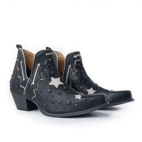 Myra Lone Star Sky Leather Rodeo Boots - Spilt-Top Handstitched Western Boots with Stud Detail for Rodeo Elegance - Myra USA