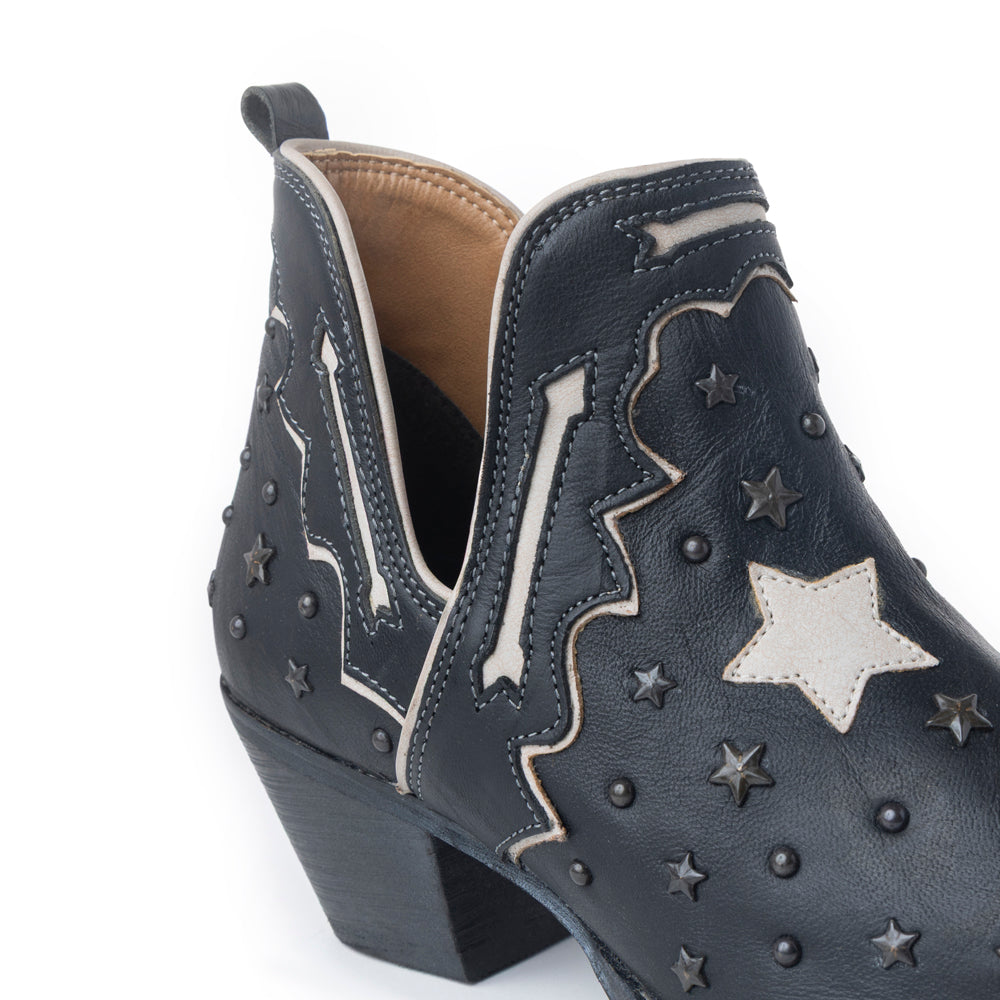 Myra Lone Star Sky Leather Rodeo Boots - Spilt-Top Handstitched Western Boots with Stud Detail for Rodeo Elegance - Myra USA