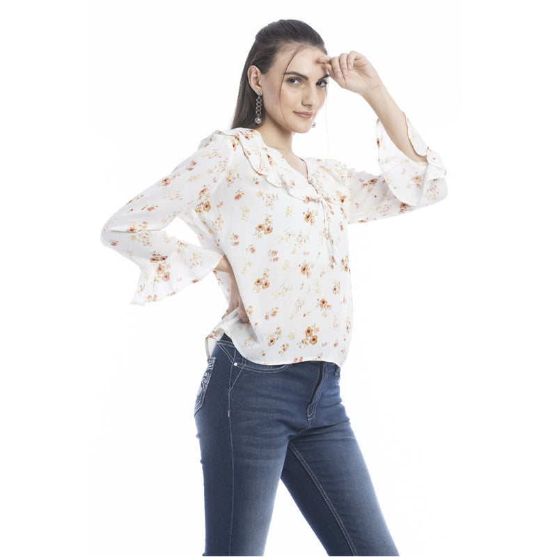 Delicate Roses V-Neck Top