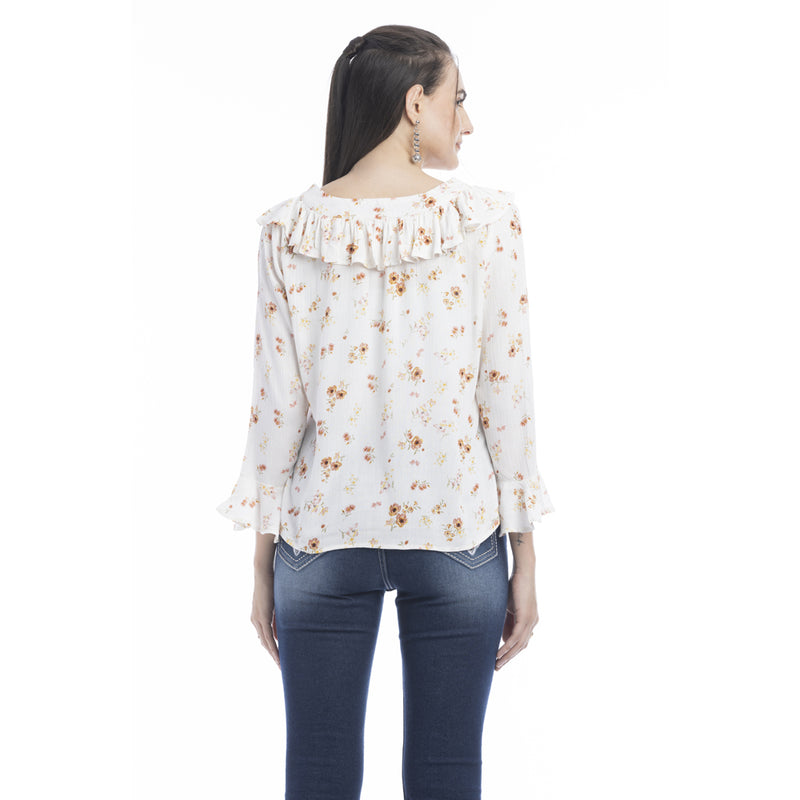 Delicate Roses V-Neck Top