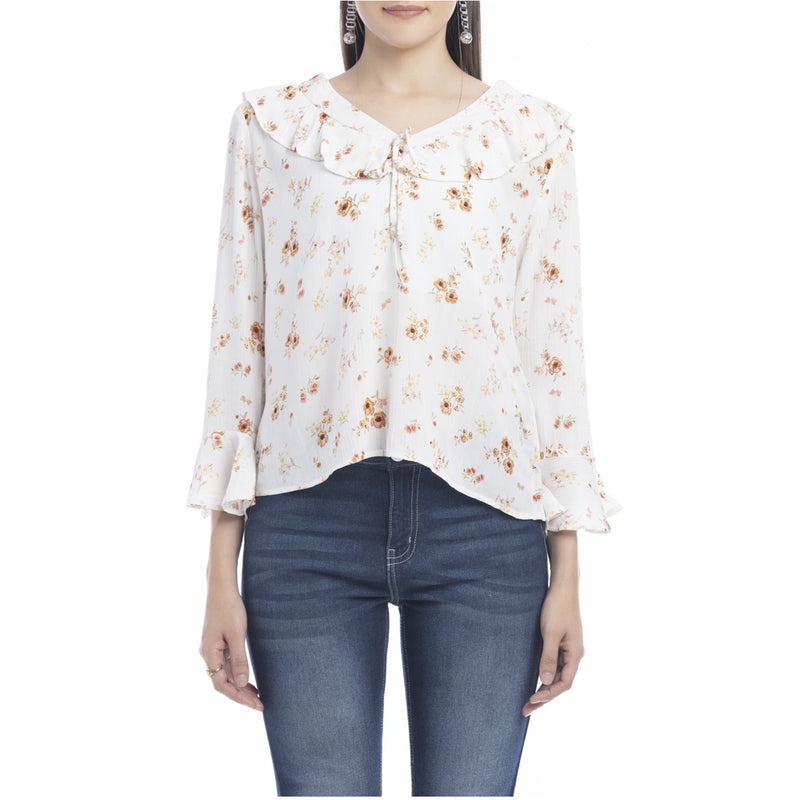 Delicate Roses V-Neck Top