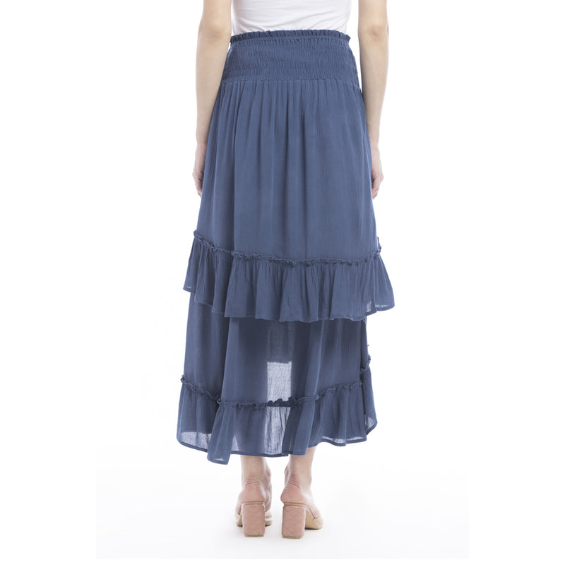 Kylie Ruffled Denim Tone Skirt