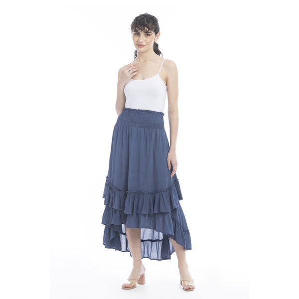 Kylie Ruffled Denim Tone Skirt - Myra USA