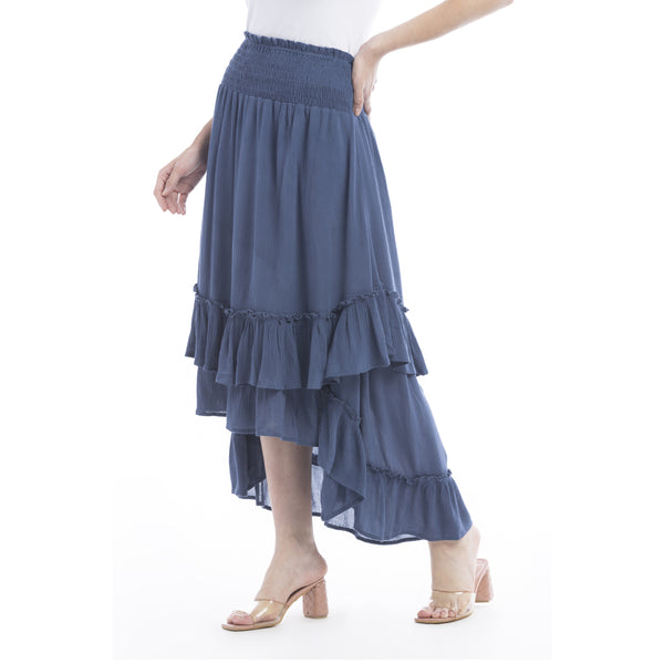 Kylie Ruffled Denim Tone Skirt - Myra USA