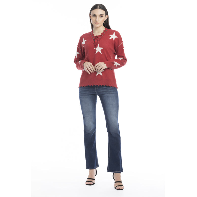 Paige Stars Frilled Hem Sweater