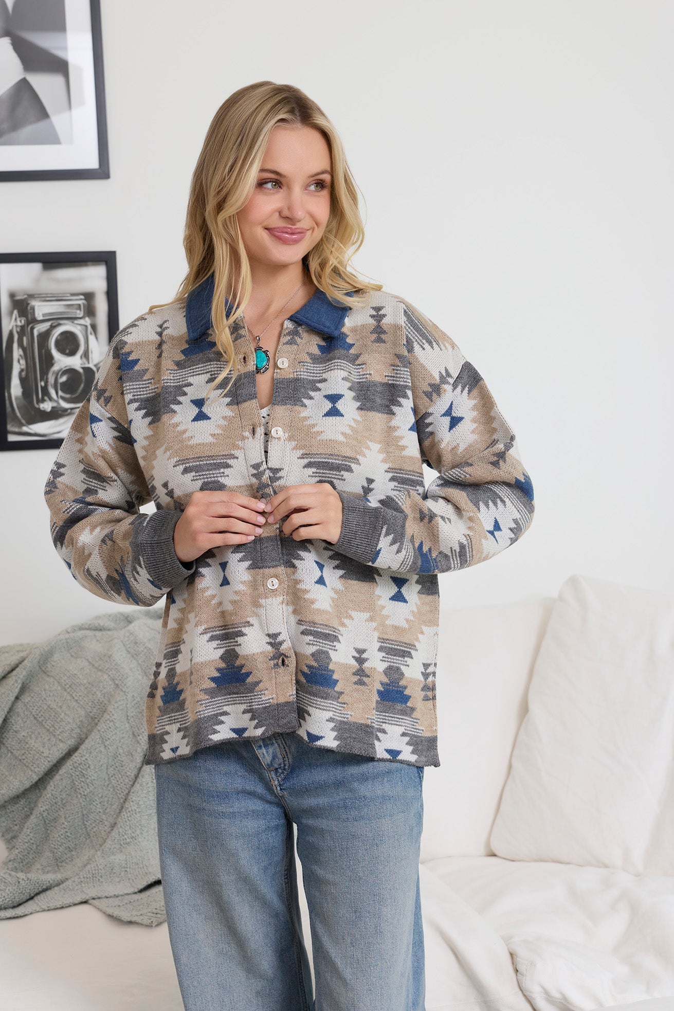 Raign Button Front Shacket Sweater - Myra USA
