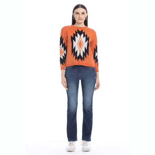 Rosemary Plains Geometric Print Sweater - Myra USA