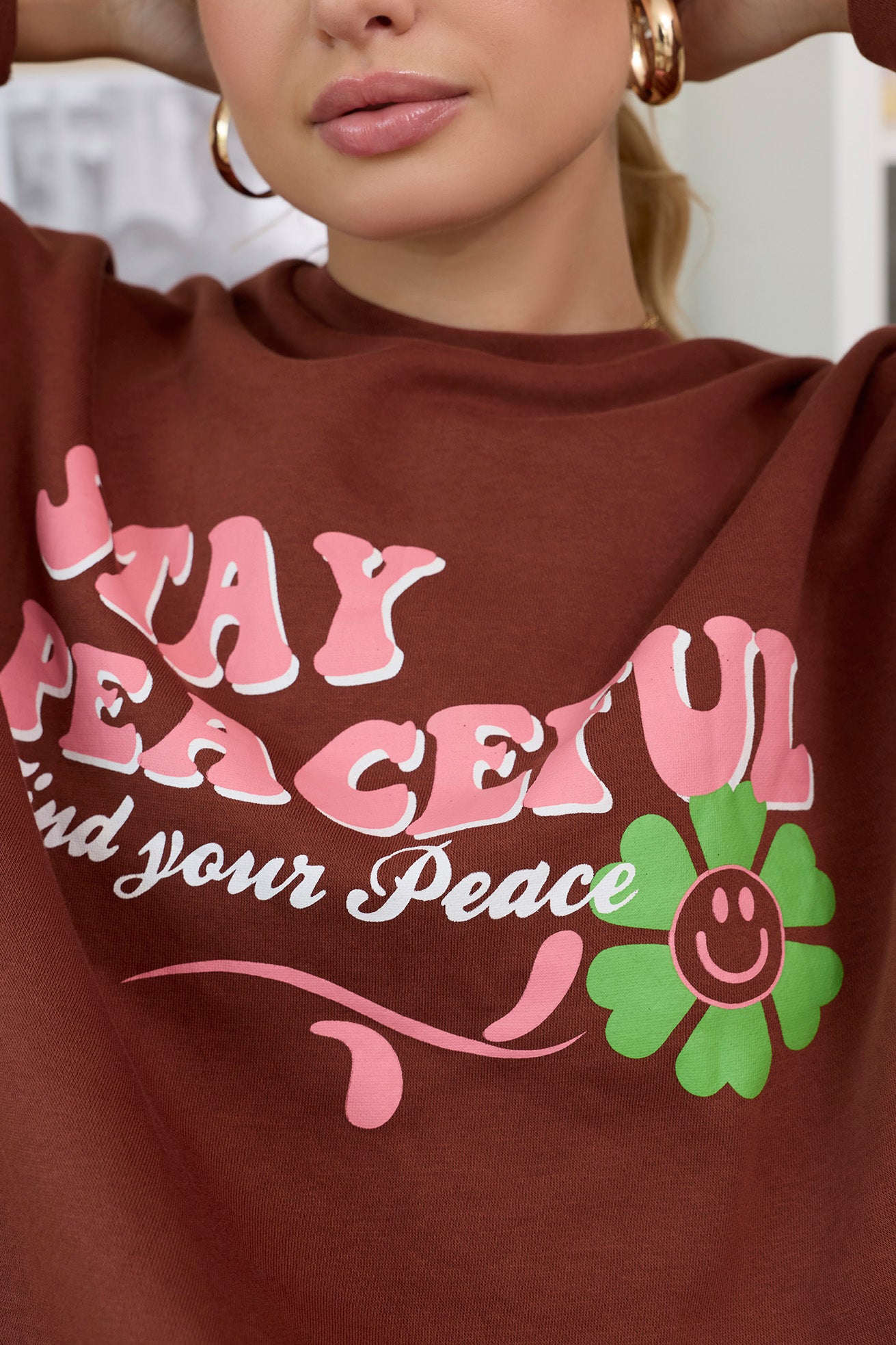 Stay Peaceful Oversized Sweatshirt - Myra USA