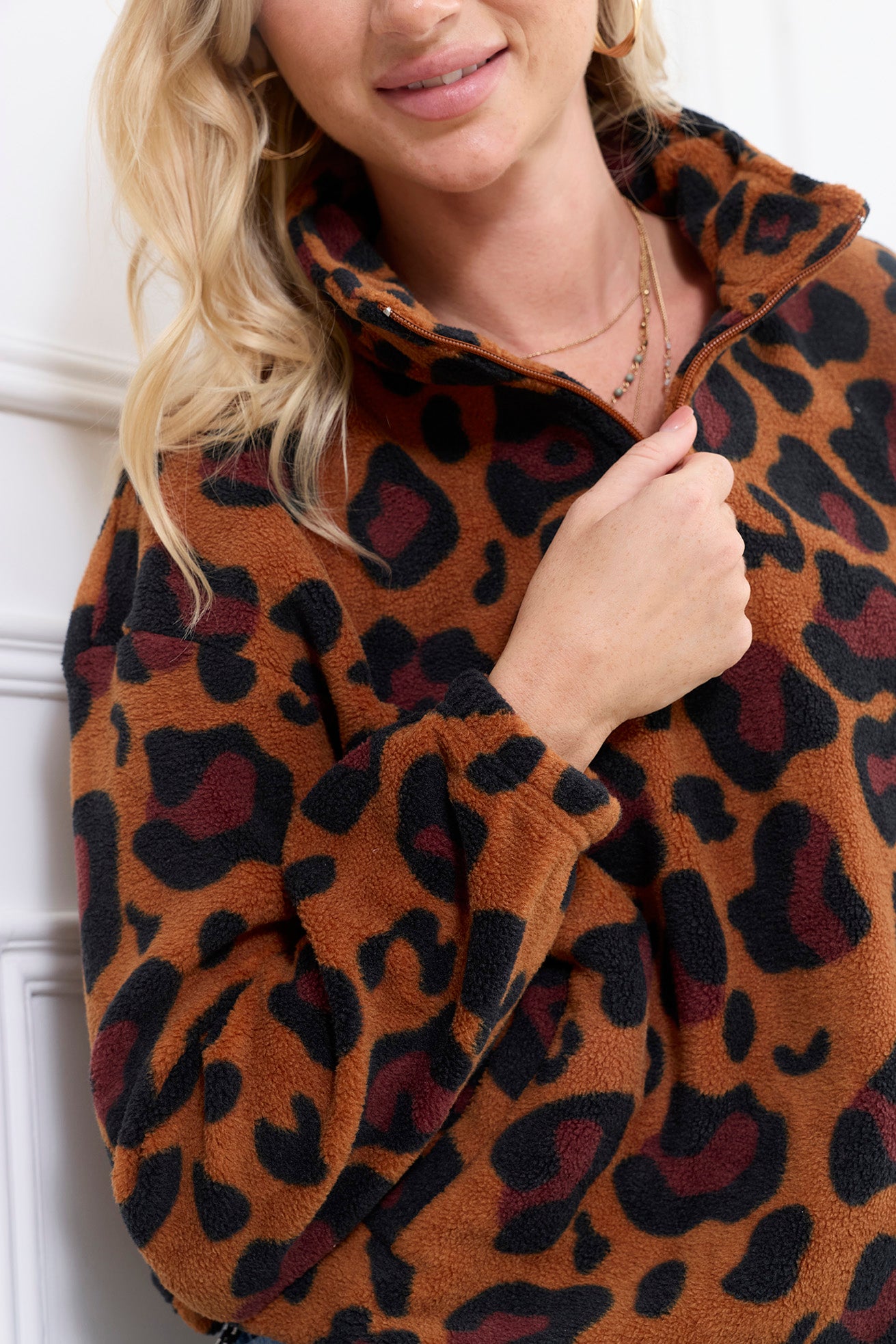 Maren High Collar Jacket in Animal Print - Myra USA