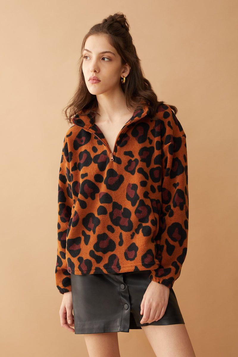 Maren High Collar Jacket in Animal Print