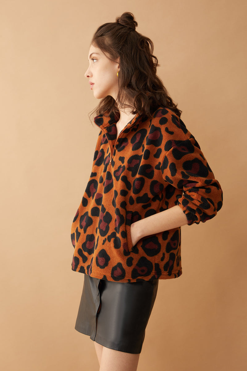 Maren High Collar Jacket in Animal Print