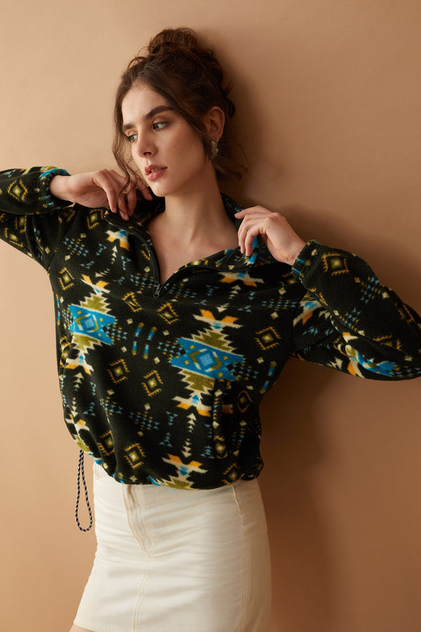 Maren High Collar Jacket in Mesa Tribal - Myra USA