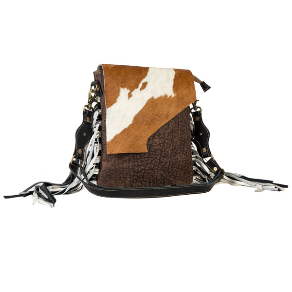 Stratford Trail Fringed Concealed-Carry Bag In Brown & White - Myra USA
