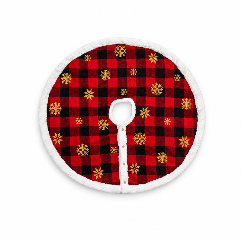 Gentle Snowfall Plaid Tree Skirt - Myra USA