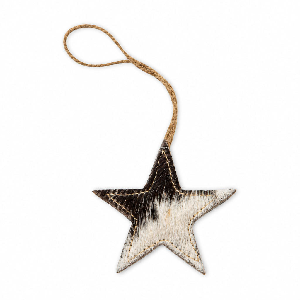 Christmas Star Hair-On Hide Ornament Set In Black - Myra USA