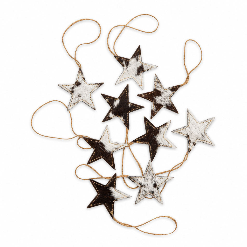 Christmas Star Hair-On Hide Ornament Set In Black - Myra USA