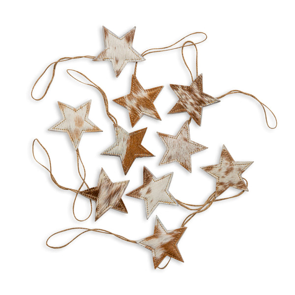 Christmas Star Hair-On Hide Ornament Set In Brown - Myra USA