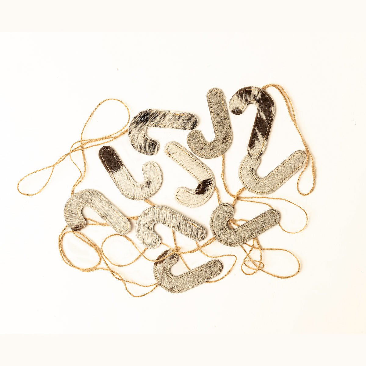 Jolly Candy Cane Hair-On Hide Ornament Set In Black