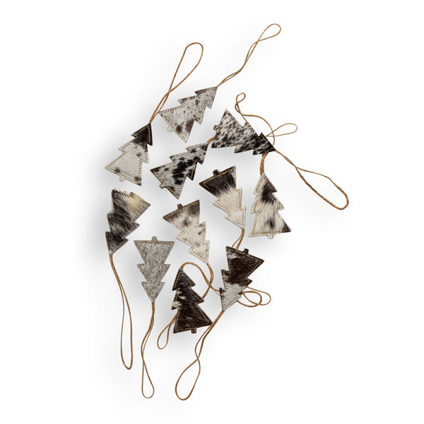 Christmas Tree Hair-On Hide Ornament Set In Black - Myra USA