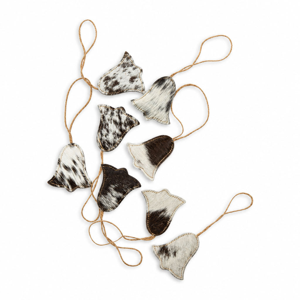 Christmas Bell Hair-On Hide Ornament Set In Black