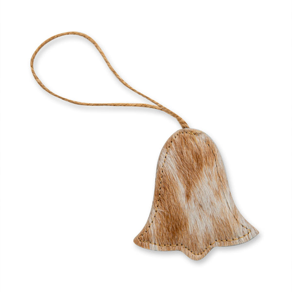 Christmas Bell Hair-On Hide Ornament Set In Brown