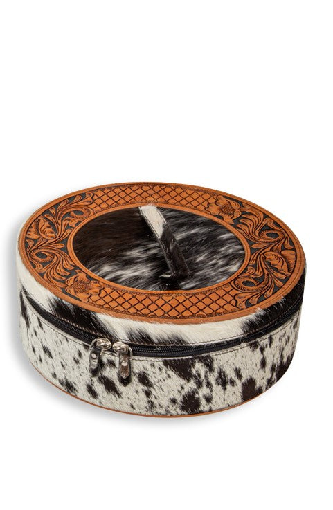 Western Mesa Round Hand-Tooled Valuables & Jewelry Box